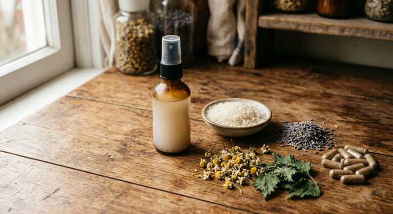 A blend of rosemary and rice water extracts designed to nurture hair naturally.